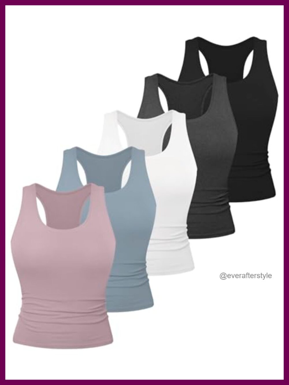 5 Pack Womens Racerback Workout Tank Tops No Built-in Bra Slim Fit